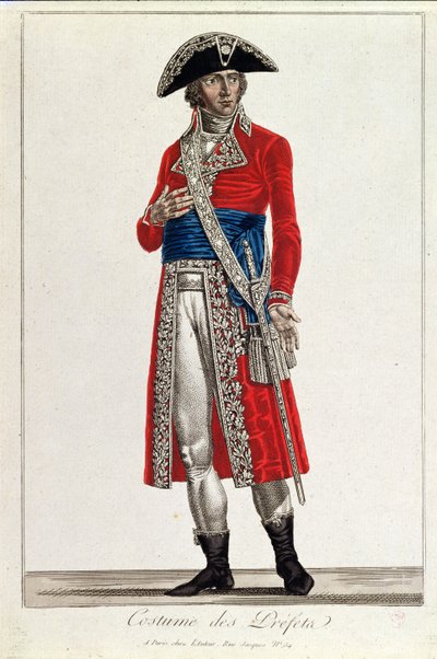 Costume di un Prefetto durante il periodo del Consolato (1799-1804) della Prima Repubblica, c.1800 da Chataignier